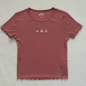 Hollister Pink Daisy Ruffled Shirt